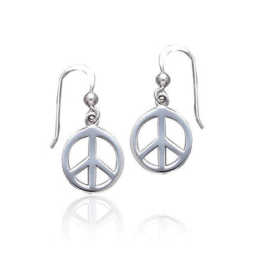 Peace Sign Silver Dangle Earrings TE2628 - Jewelry